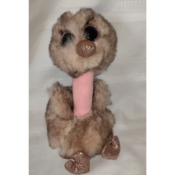 Ty Ostrich Plush Stuffed Animal Henna RETIRED Bird 12" Google Eyes Furry - Picture 1 of 13